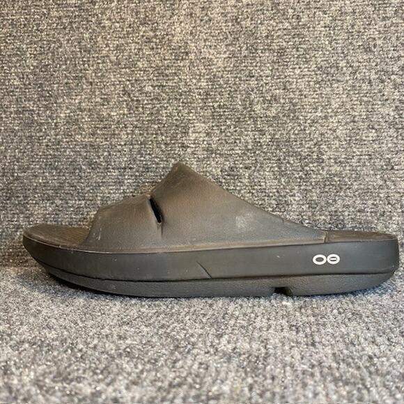 OOFOS OOahh Slide Recovery Sandals Black Slip On Mens Size 9 Womens Size 11 - Picture 2 of 7